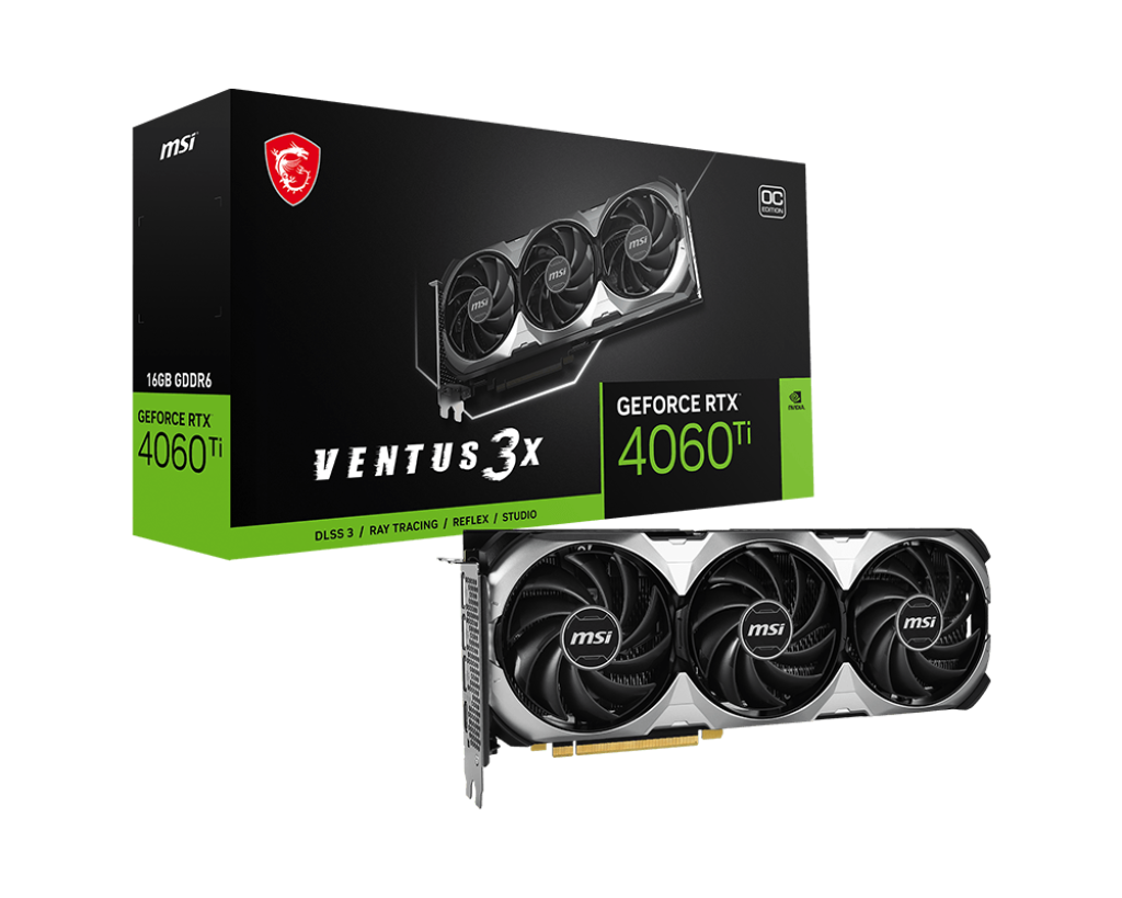 MSI RTX 4060 TI VENTUS 3X OC 16GB GDDR6X PCI-Express Graphics Card