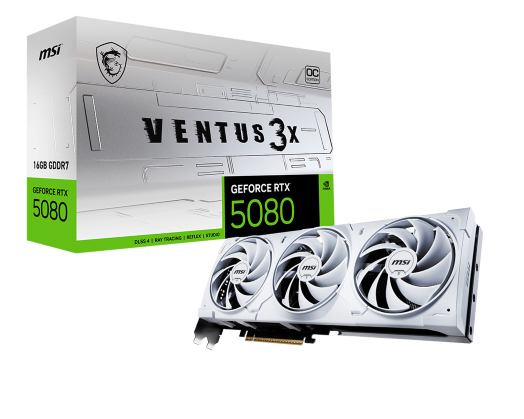 MSI GeForce RTX 5080 Ventus 3X OC White 16GB GDDR7 PCI-Express Graphics Card