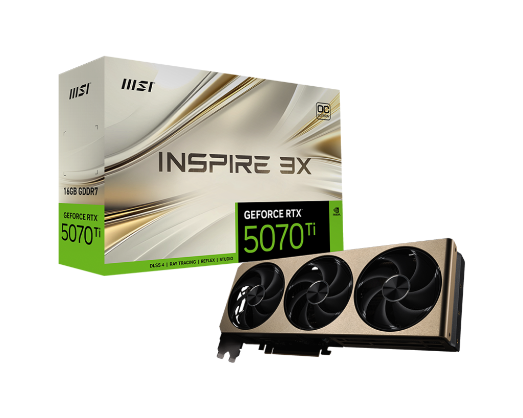 MSI GeForce RTX 5070 Ti Inspire 3X OC Plus 16GB GDDR7 PCI-Express Graphics Card