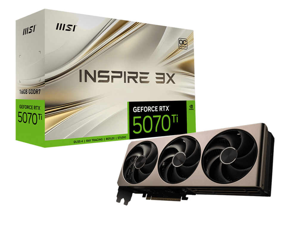MSI GeForce RTX 5070 Ti Inspire 3X OC 16GB GDDR7 PCI-Express Graphics Card