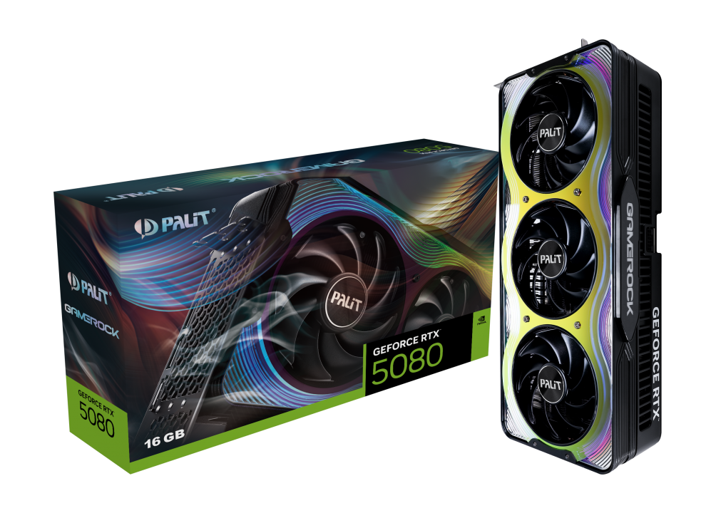 Palit GeForce RTX 5080 GameRock 16GB GDDR7 PCI-Express Graphics Card - NVIDIA RTX 5080 graphics card from Overclockers