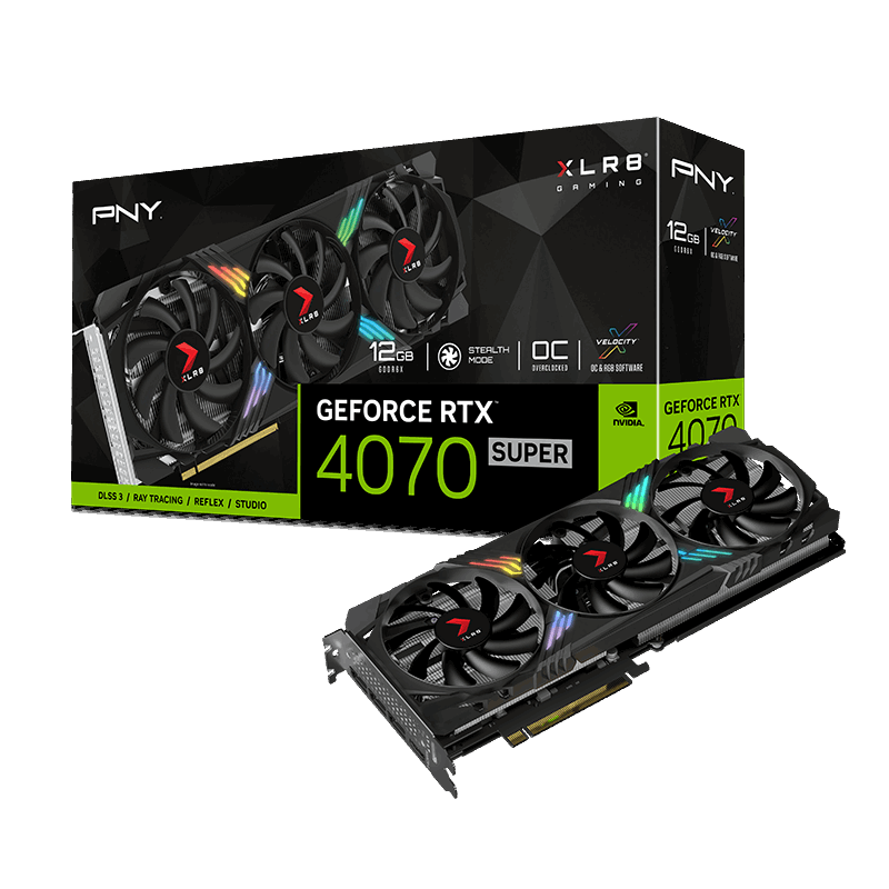 PNY GeForce RTX 4070 SUPER XLR8 OC RGB 12GB GDDR6X PCI-Express Graphics Card