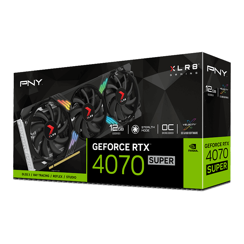 PNY - PNY GeForce RTX 4070 SUPER XLR8 OC RGB 12GB GDDR6X PCI-Express Graphics Card