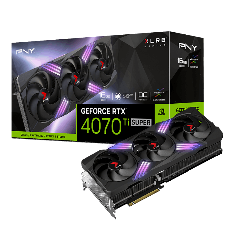 PNY - PNY GeForce RTX 4070 Ti SUPER XLR8 OC RGB 16GB GDDR6X PCI-Express Graphics Card