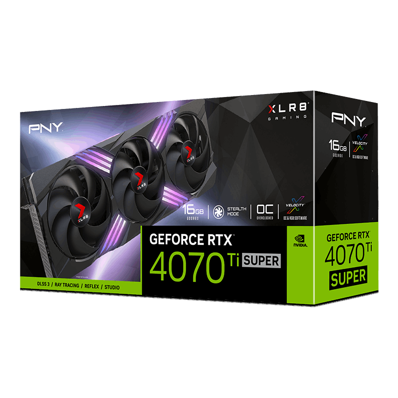 PNY - PNY GeForce RTX 4070 Ti SUPER XLR8 OC RGB 16GB GDDR6X PCI-Express Graphics Card