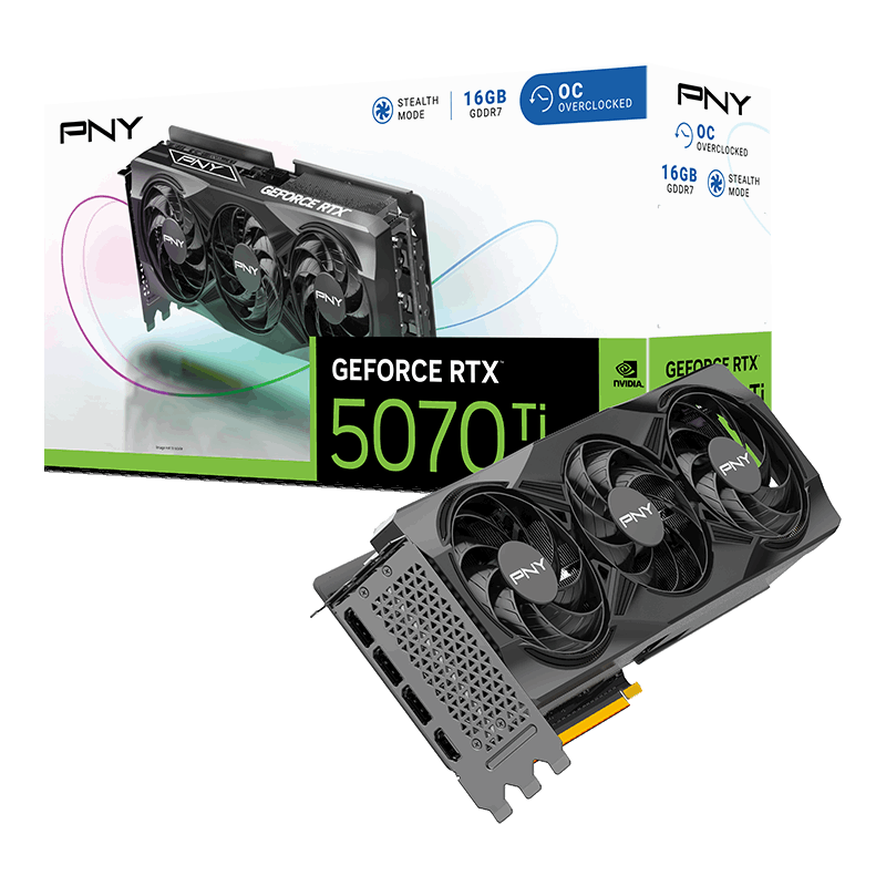 PNY GeForce RTX 5070 Ti OC Triple Fan 16GB GDDR7 PCI-Express Graphics Card