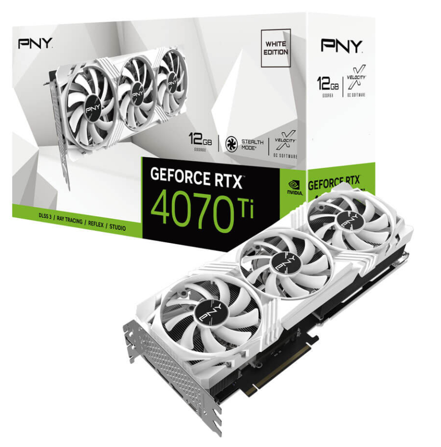 PNY GeForce RTX 4070 Ti SUPER Verto OC RGB 16GB GDDR6X PCI-Express Graphics Card - White