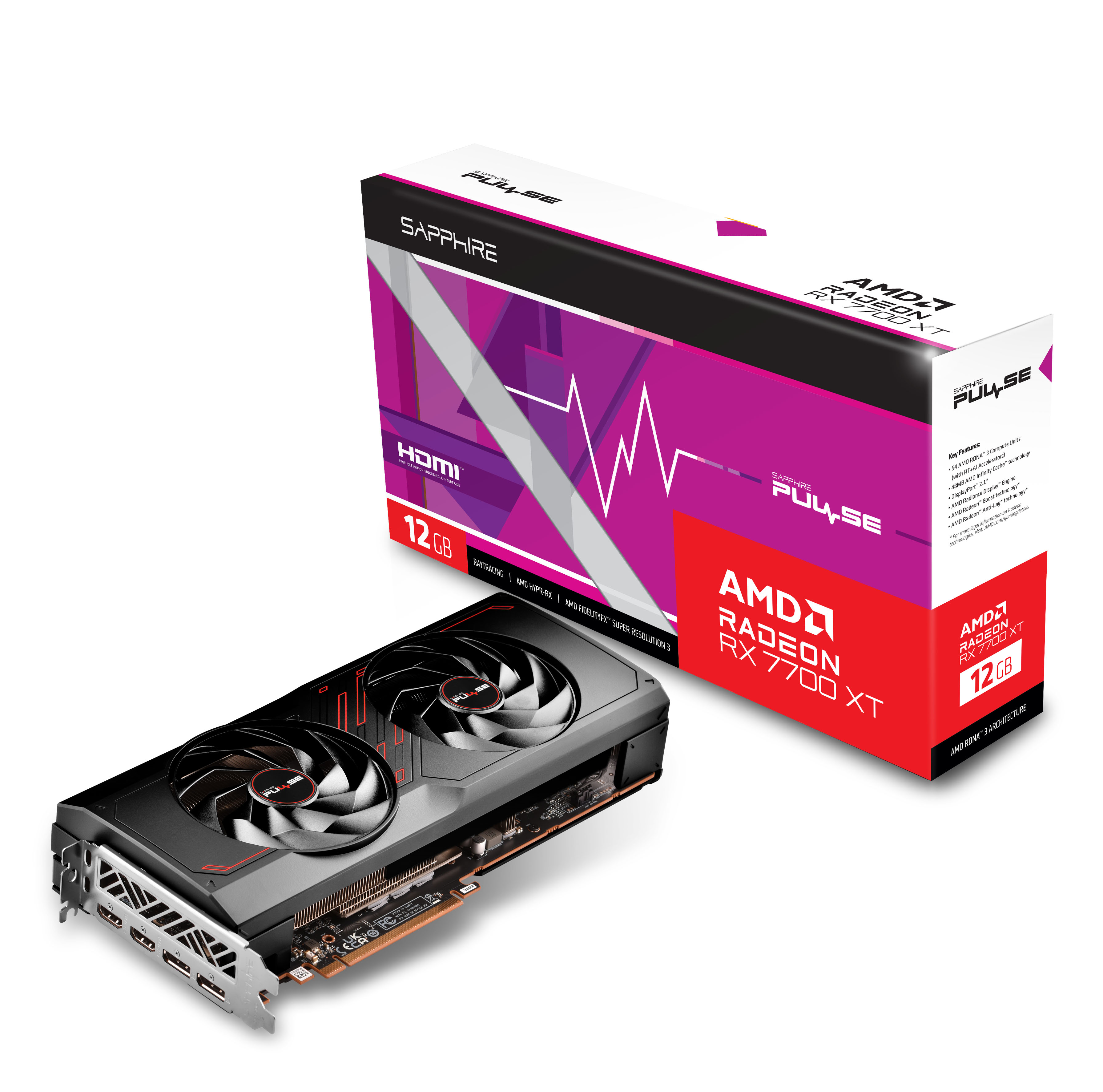 B Grade SAPPHIRE PULSE AMD Radeon™ RX 7700 XT Gaming Graphics Card with 12GB GDDR6, AMD RDNA™ 3 architecture