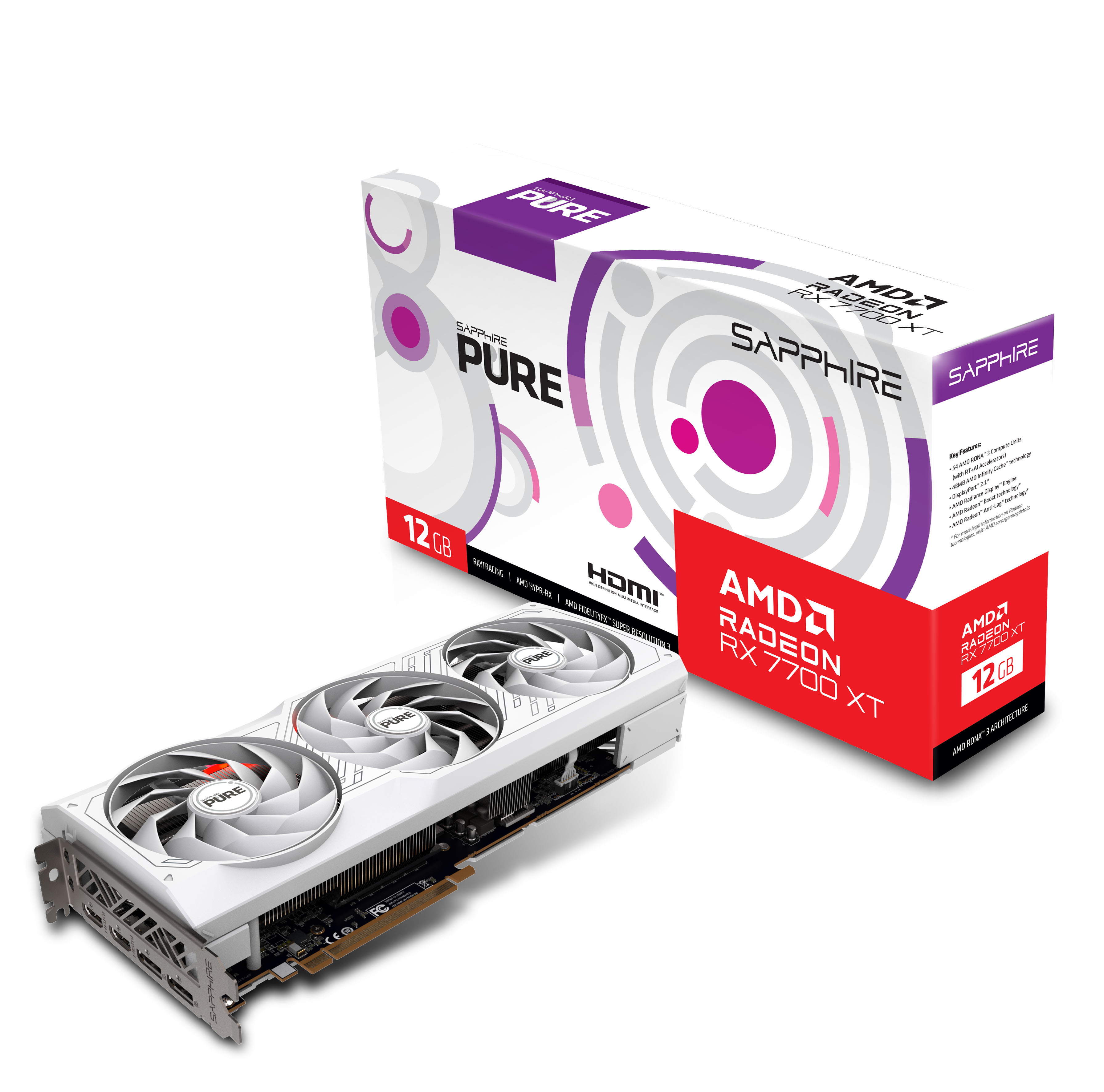 Sapphire - SAPPHIRE PURE AMD Radeon™ RX 7700 XT Gaming Graphics Card with 12GB GDDR6, AMD RDNA™ 3 architecture