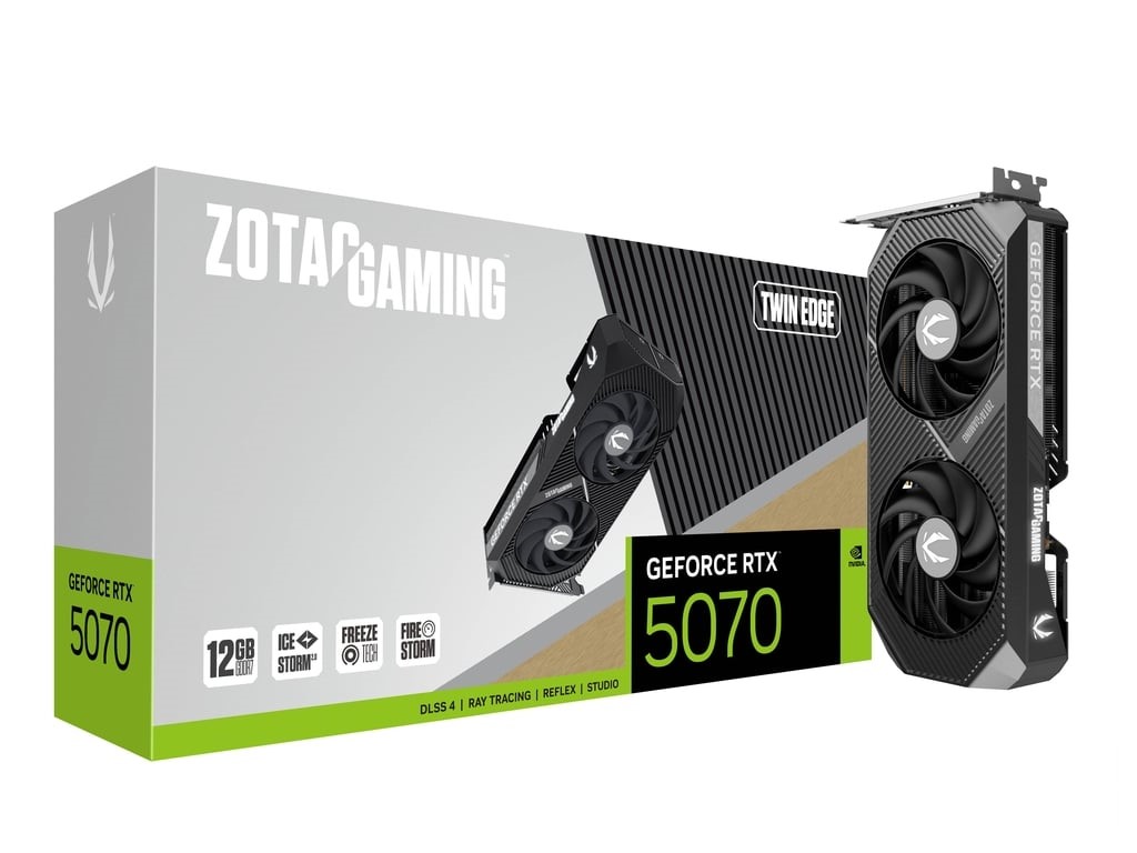 Zotac GeForce RTX 5070 Twin Edge 12GB GDDR7 PCI-Express Graphics Card - NVIDIA RTX 5070 graphics card from Overclockers