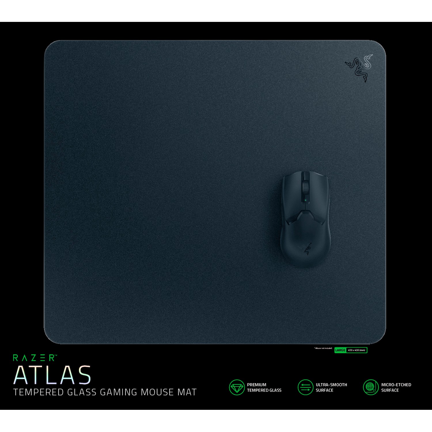 Razer Atlas Tempered Glass Gaming Mouse Mat 450 X 400mm (17.72 x