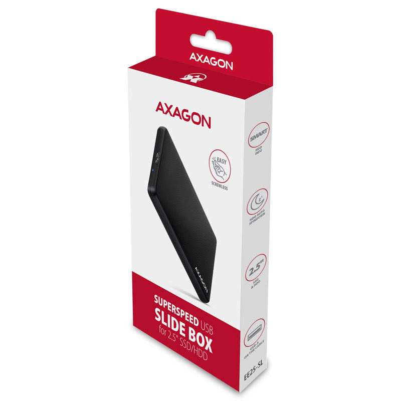 AXAGON - AXAGON EE25-SL USB 3.0 / SATA III - USB-A External 2.5" Enclosure - Black