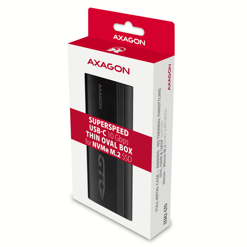 AXAGON - AXAGON EEM2-GTO M.2 SSDs USB-C 3.2 Gen 2 External Enclosure - Black