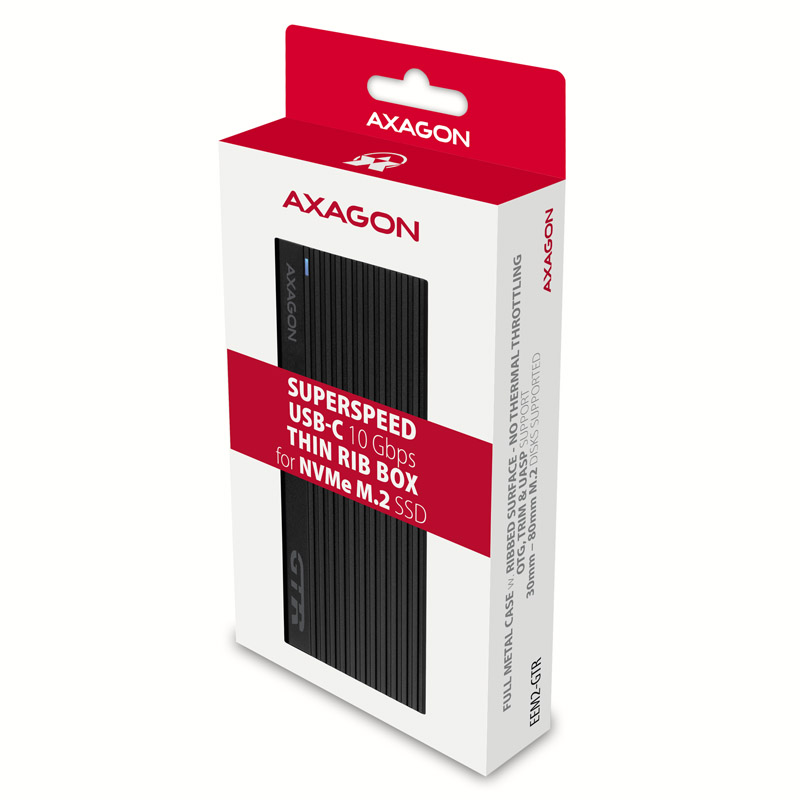 AXAGON - AXAGON EEM2-GTR M.2 SSDs USB-C 3.2 Gen 2 External Enclosure - Black