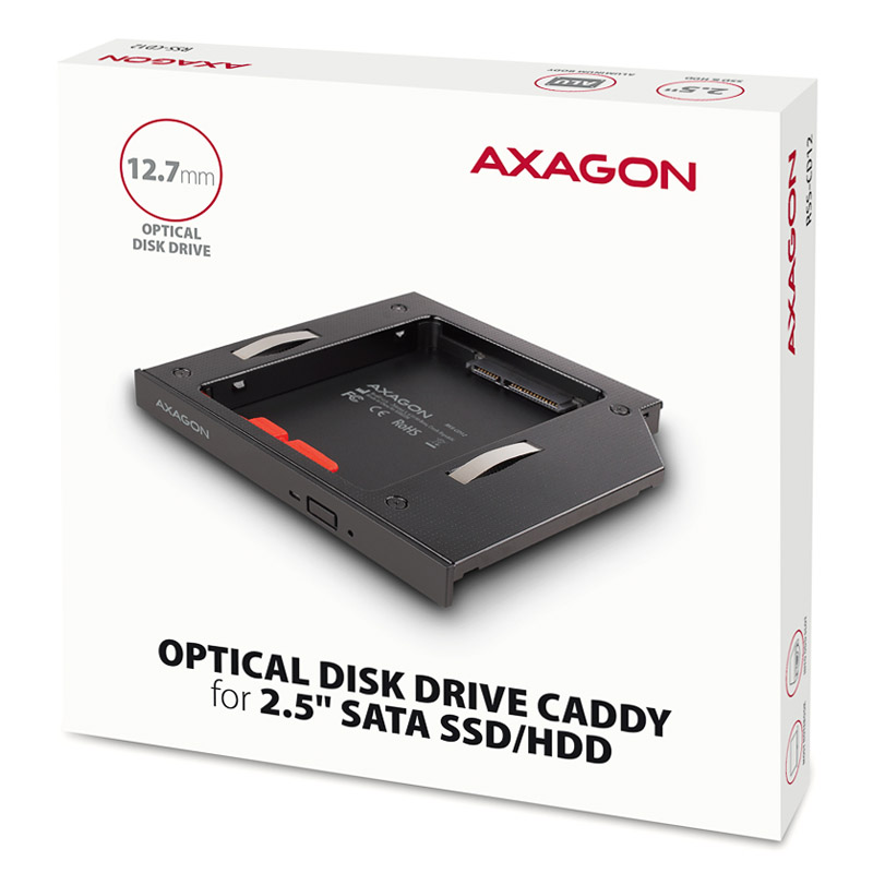 AXAGON - AXAGON RSS-CD12 2.5" SSD/HDD 12.7mm Optical Drive Adapter