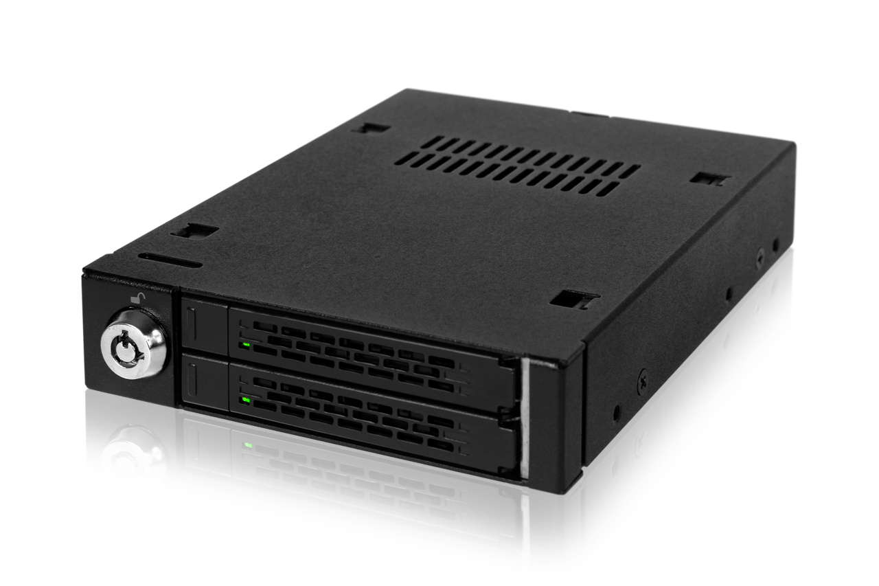 Icy Dock MB992SK-B Full Metal 3.5" to 2 x 2.5” SATA Hard Drive or SSD Mobile Rack