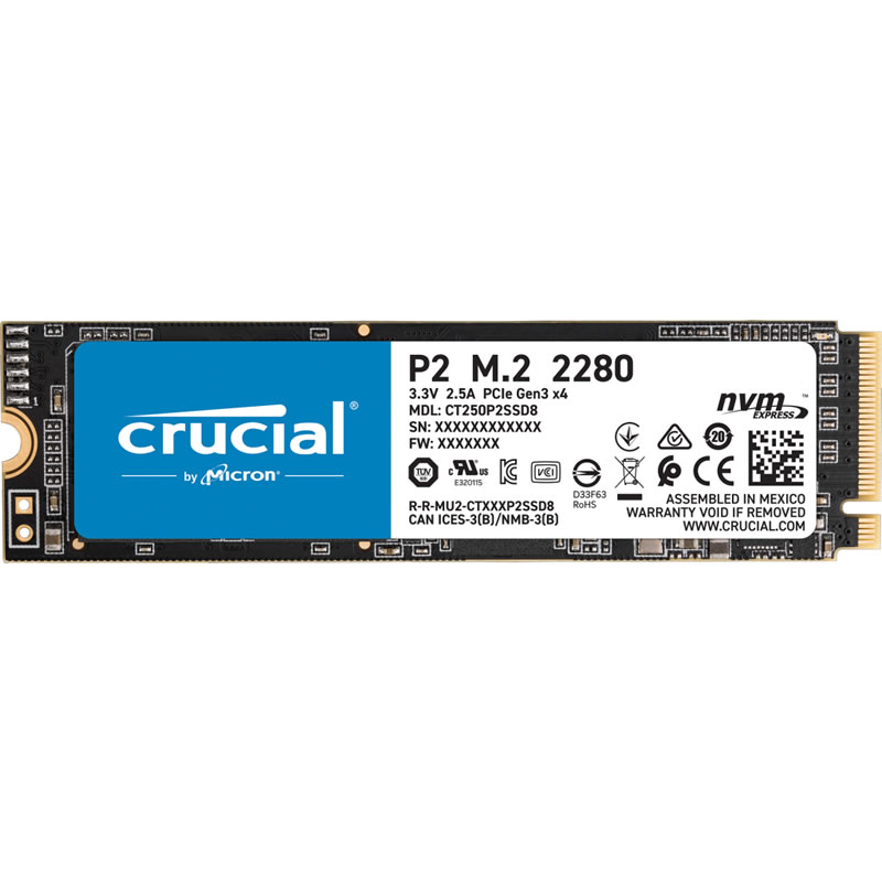 Crucial - Crucial P2 250GB M.2 2280 PCI-e 3.0 NVMe Solid State Drive
