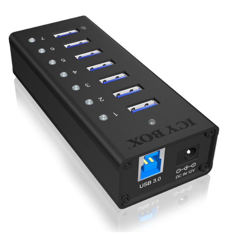IcyBox 7 Port USB 3.0, 1 USB Charging Port Hub