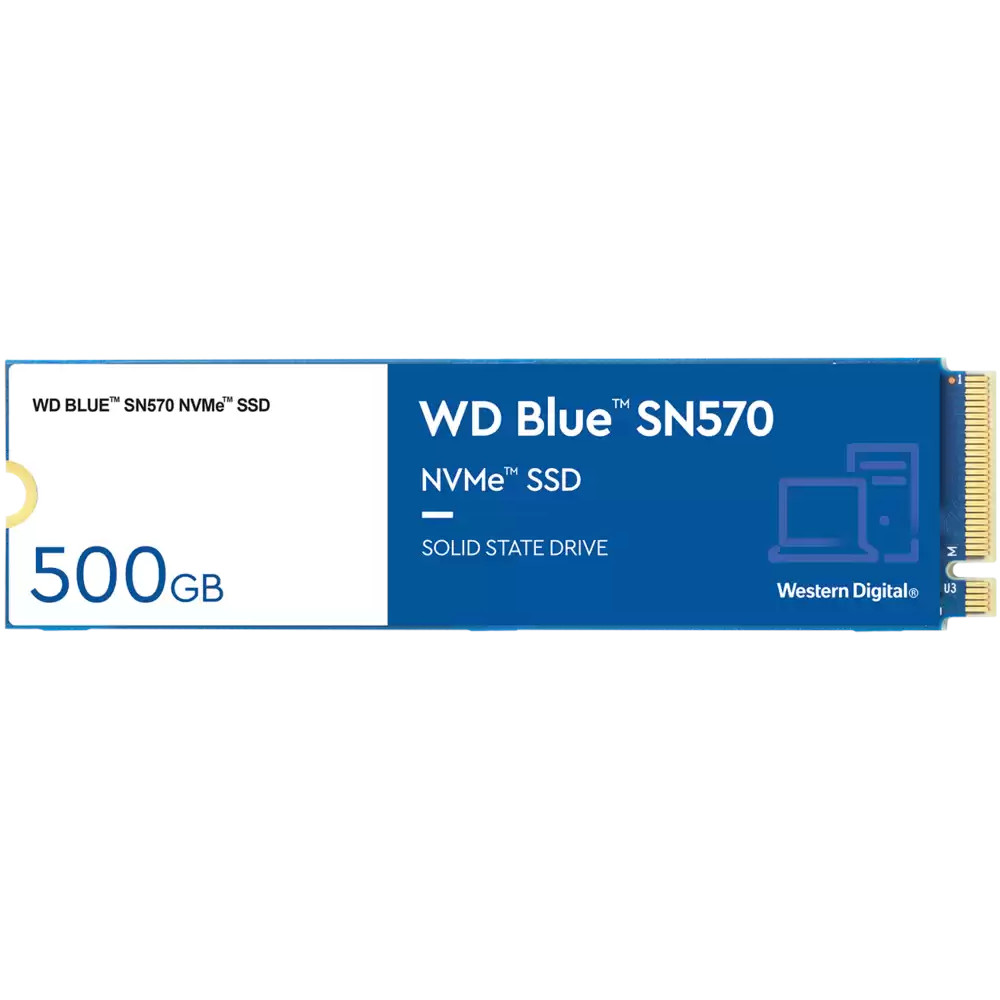 WD - WD Blue SN570 500GB SSD NVME M.2 2280 PCIe Gen3 Solid State Drive (WDS500G3B0C)