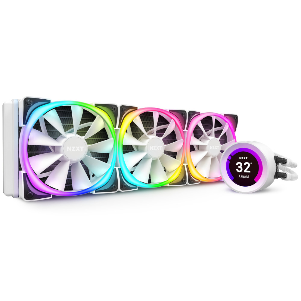 NZXT - NZXT Kraken Z73 RGB AIO CPU Water Cooler with LCD Screen White - 360mm