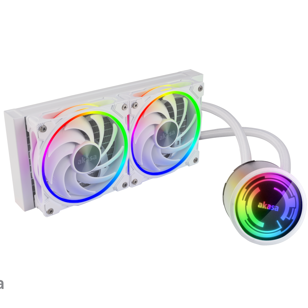 Akasa SOHO 240 Dusk Edition Dual Radiator Liquid CPU Cooler with Addressable RGB Fans - White