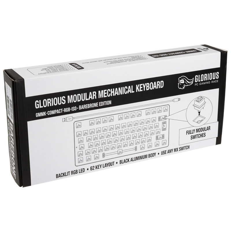 Glorious - Glorious GMMK Compact 60% Keyboard Barebones ISO Layout (GMMK-COMPACT-RGB-ISO)