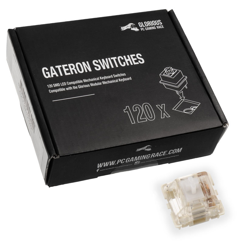 Glorious Gateron White Switches - Linear Silent (120 Pieces)