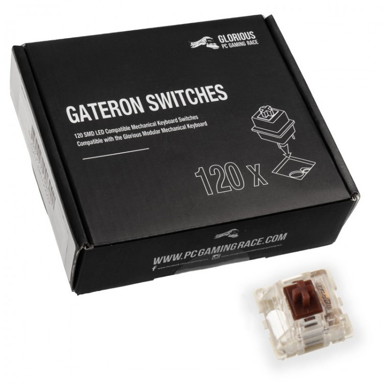 Glorious Gateron Brown Switches - Tactile Silent (120 Pieces)