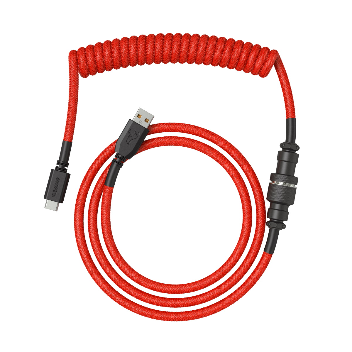Glorious - Glorious Coiled Cable USB-C to USB-A - Crimson Red (GLO-CBL-COIL-RED)