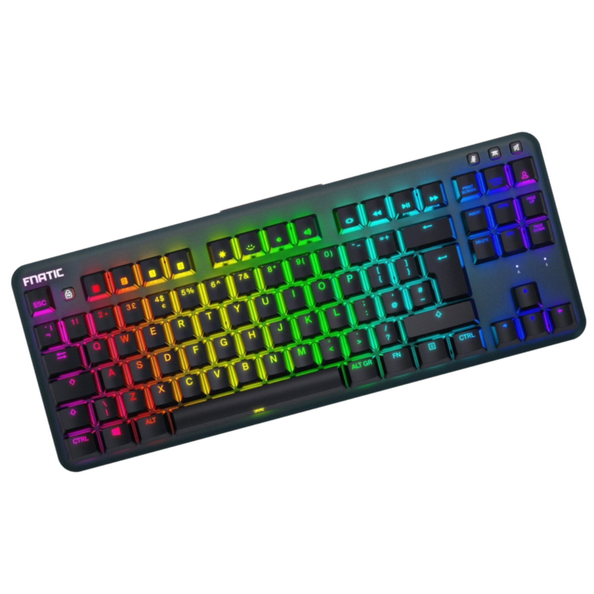 Fnatic - Fnatic miniSTREAK TKL Mechanical Gaming Keyboard Cherry MX SPEED RGB Silver Black - UK Layout