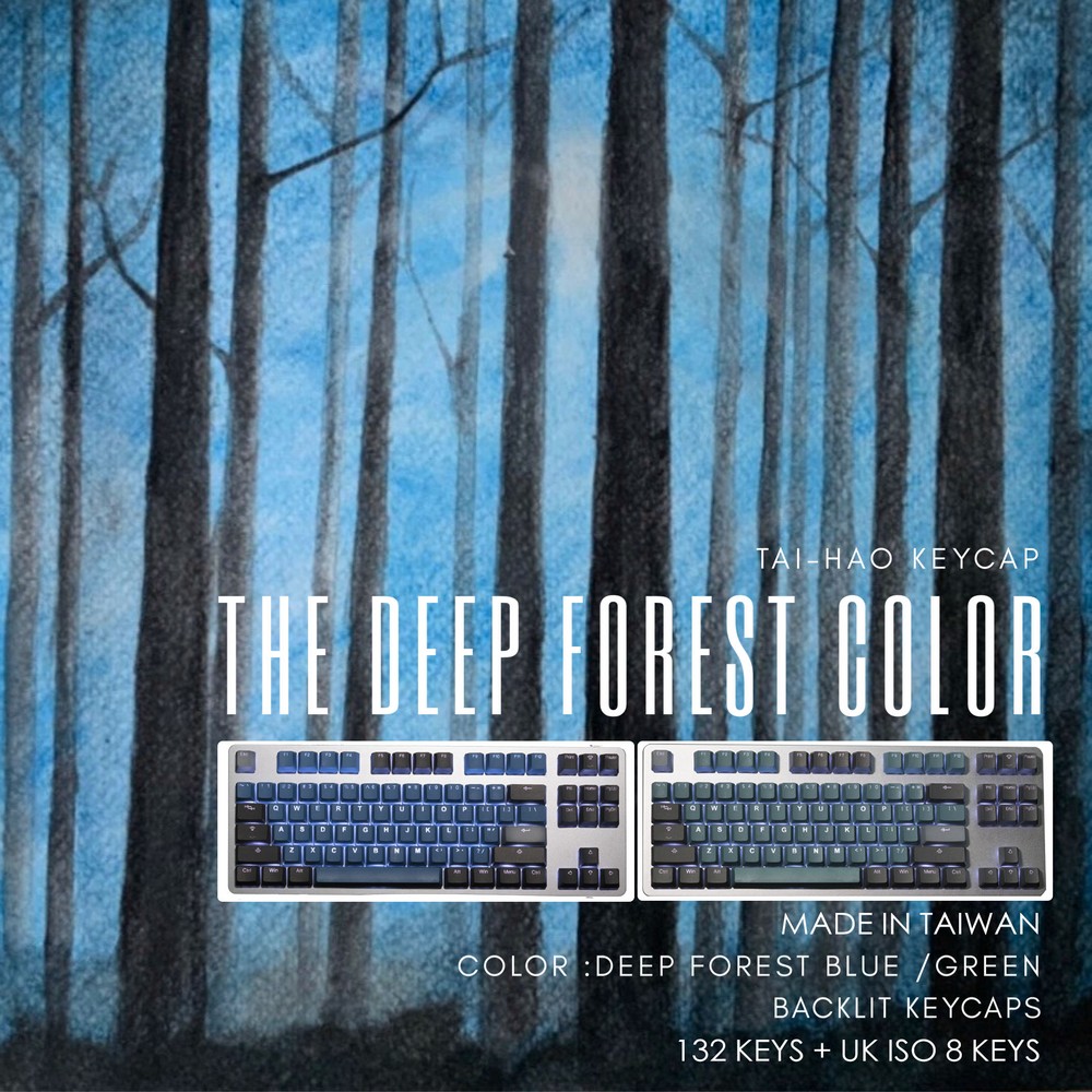 Tai-Hao PBT Backlit Forest Deep Green 140 Keycap Set ISO/ANSI