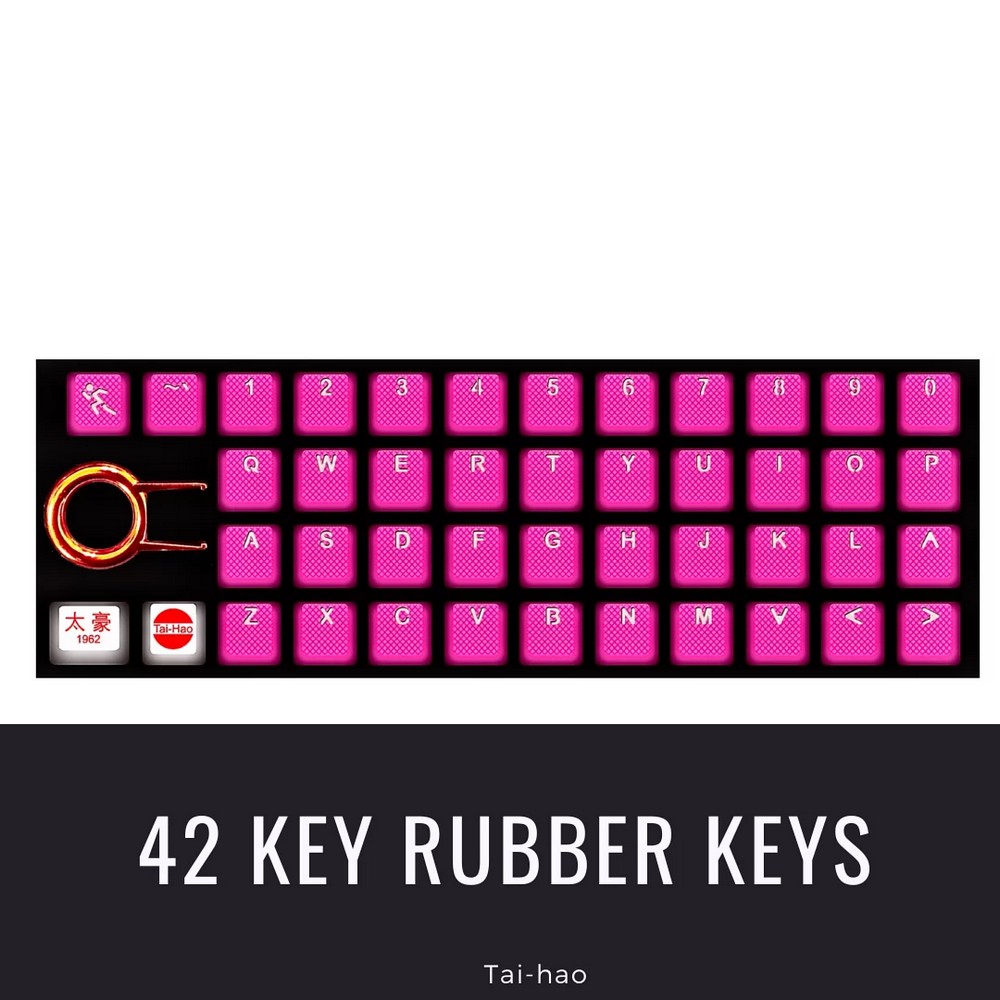 Tai-Hao TPR Rubber Backlit Double Shot 42 Keys Neon Pink