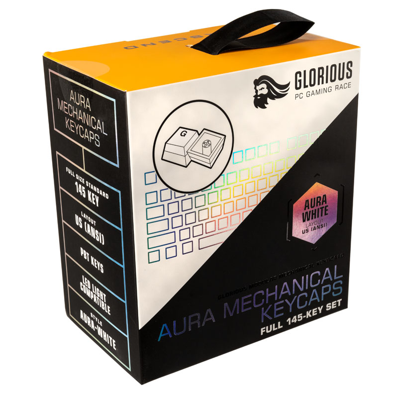 Glorious - Glorious Aura Keycaps v2 PBT ANSI US - White (GLO-KC-AURA2-W)