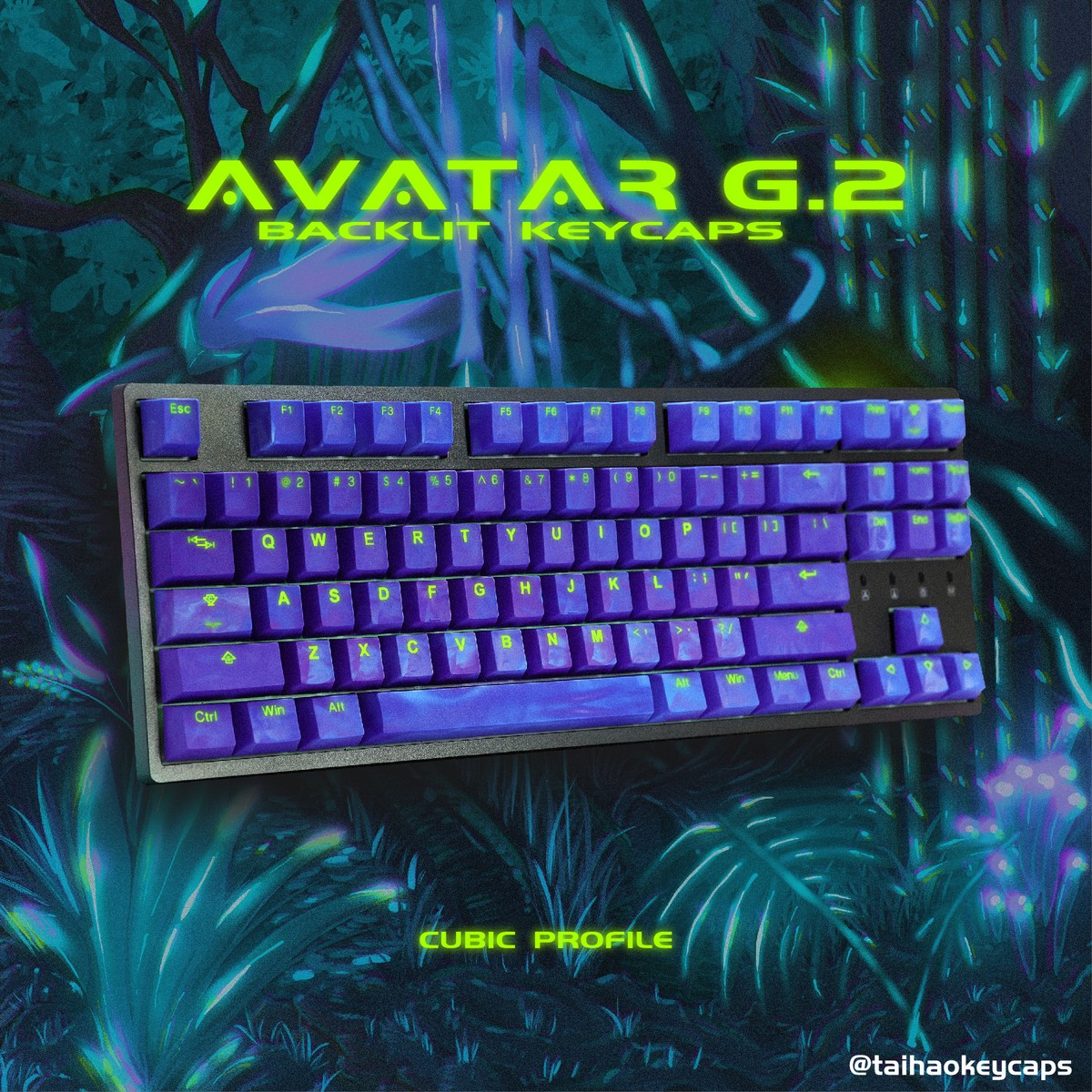 Tai Hao - Tai-Hao Backlit Cubic ABS Avatar 2 Purple 149 Keycap Set - UK/US Layout