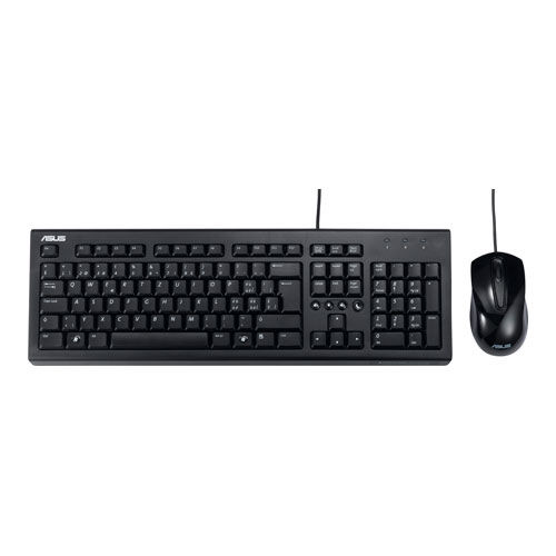 ASUS U2000 Wired Keyboard and Mouse Bundle Black - UK Layout