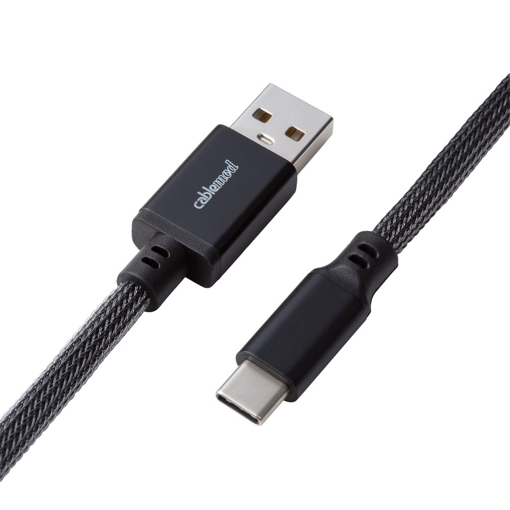 CableMod - CableMod Classic Coiled Keyboard Cable USB A to USB Type C 150cm - Carbon Grey