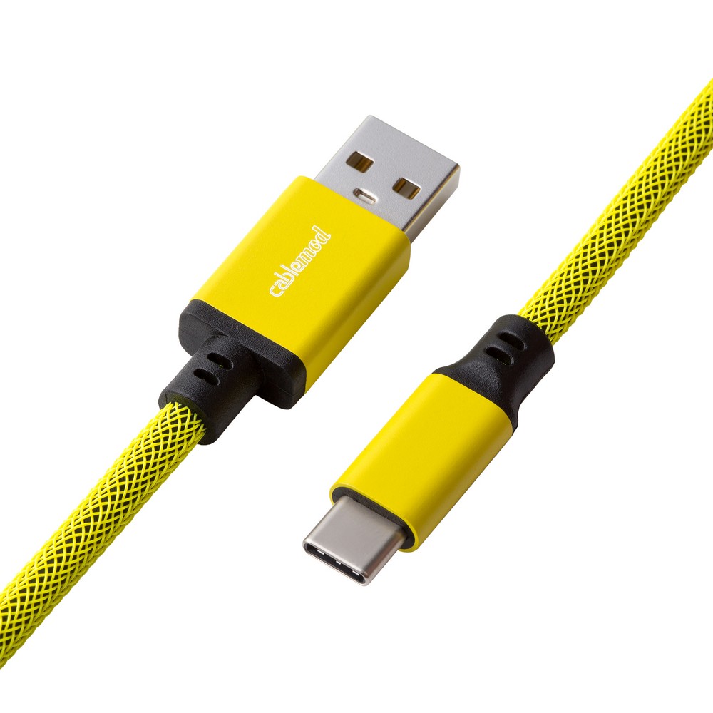 CableMod - CableMod Classic Coiled Keyboard Cable USB A to USB Type C 150cm - Dominator Yellow