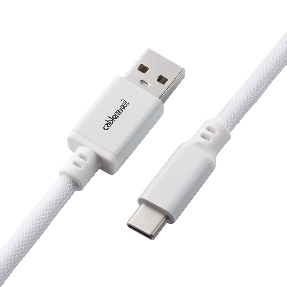 CableMod Classic Coiled Keyboard Cable USB A to USB Type C 150cm - Glacier  White