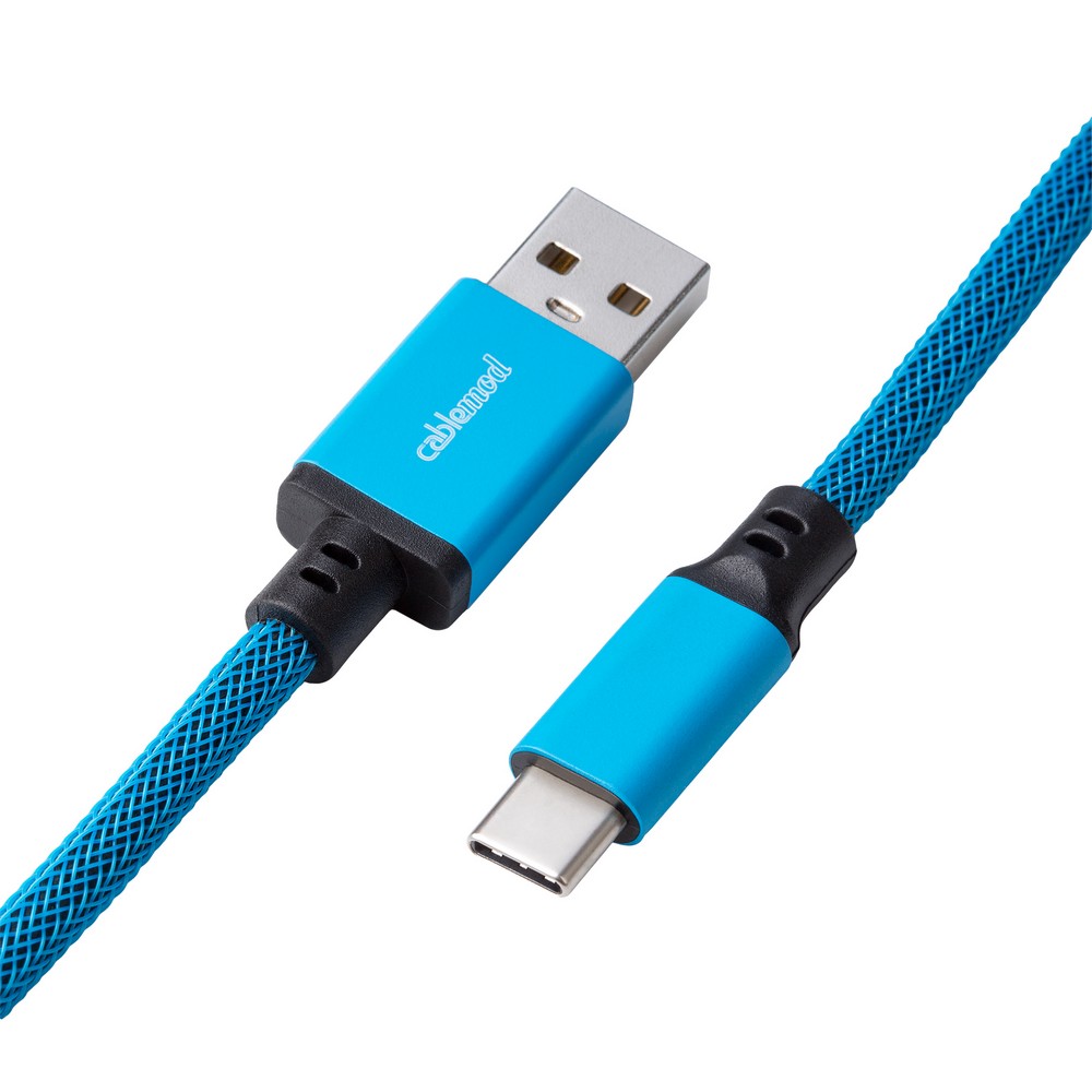 CableMod - CableMod Classic Coiled Keyboard Cable USB A to USB Type C 150cm - Spectrum Blue