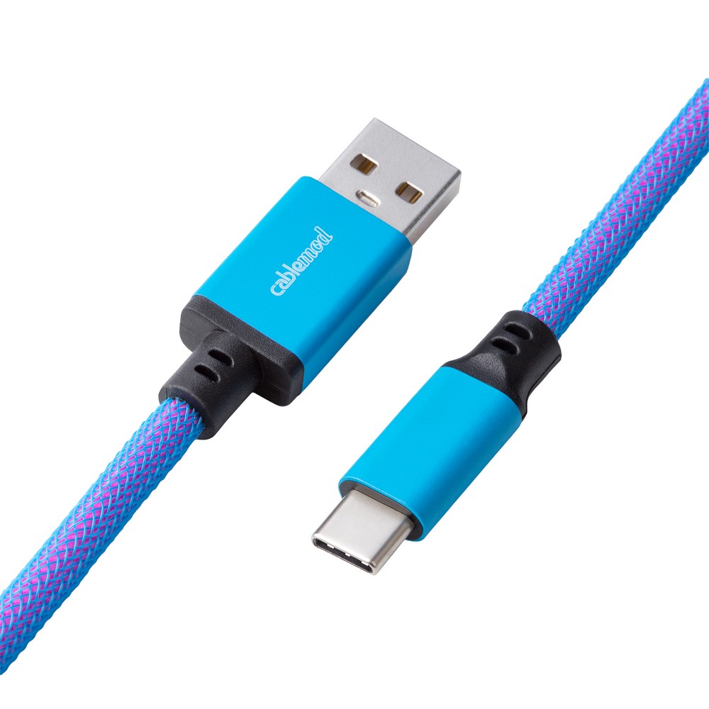 CableMod - CableMod Pro Coiled Keyboard Cable USB A to USB Type C 150cm - Galaxy Blue