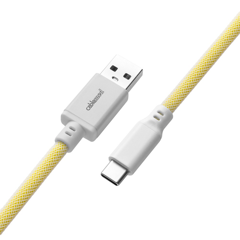 CableMod - CableMod Pro Coiled Keyboard Cable USB A to USB Type C 150cm - Lemon Ice