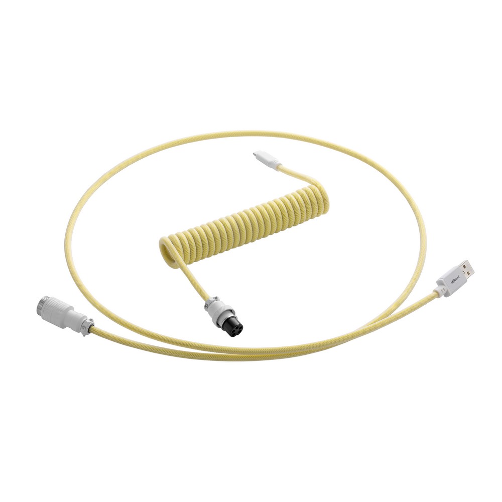 CableMod Pro Coiled Keyboard Cable USB A to USB Type C 150cm - Lemon Ice
