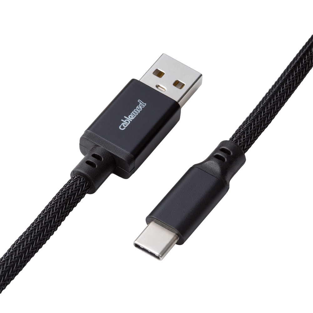 CableMod - CableMod Pro Coiled Keyboard Cable USB A to USB Type C 150cm - Midnight Black