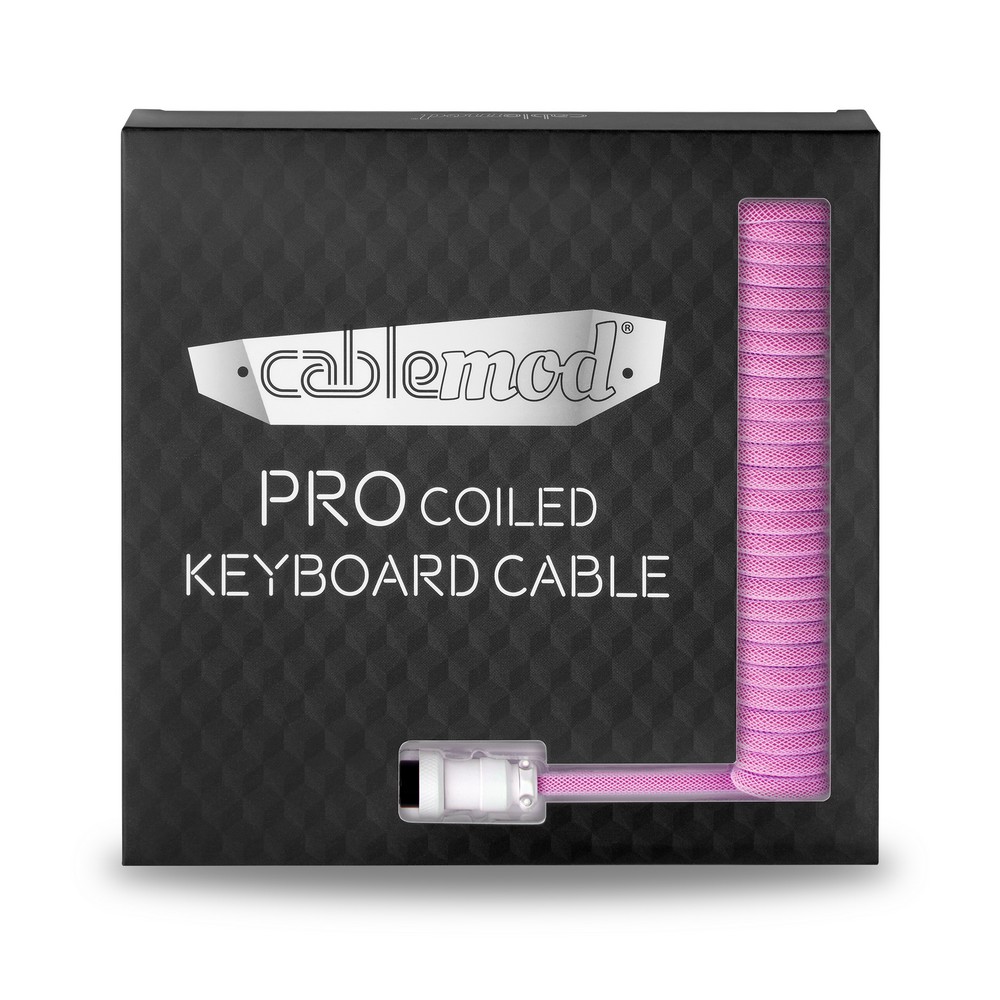 CableMod - CableMod Pro Coiled Keyboard Cable USB A to USB Type C 150cm - Strawberry Cream