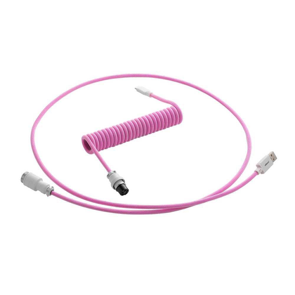 CableMod Pro Coiled Keyboard Cable USB A to USB Type C 150cm - Strawberry Cream