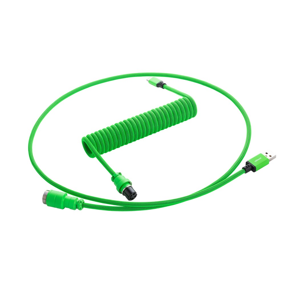B Grade CableMod Pro Coiled Keyboard Cable USB A to USB Type C 150cm - Viper Green