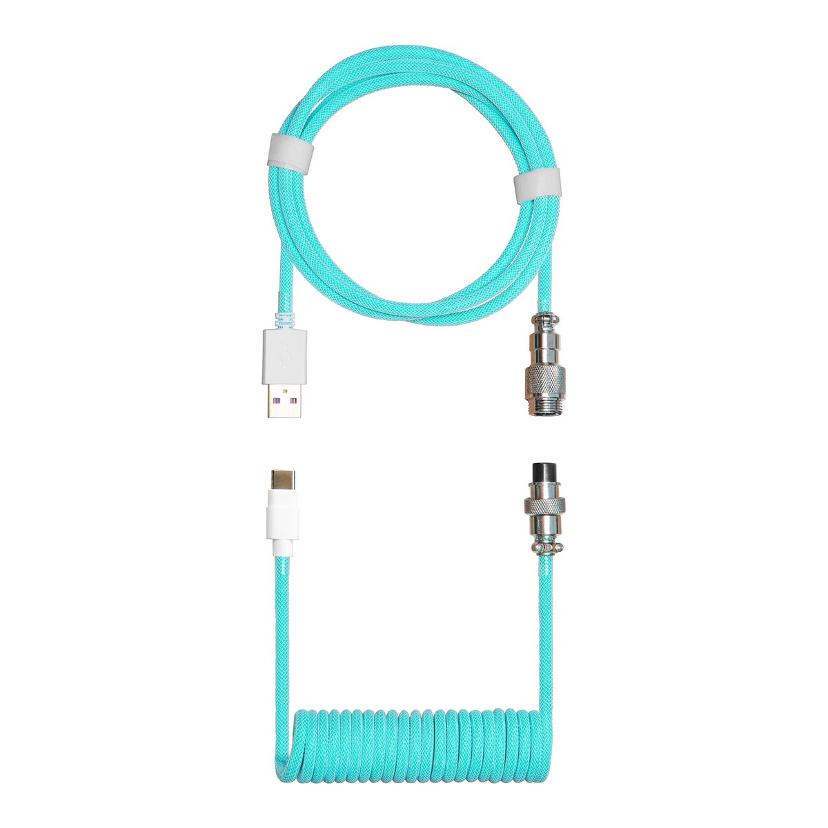 Cooler Master Coiled Cable USB-C to USB-A Double Sleeved - Pastel Cyan (KB-CCZ1)