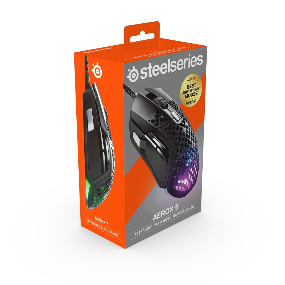 SteelSeries - SteelSeries Aerox 5 USB RGB Optical Lightweight Gaming Mouse (62401)