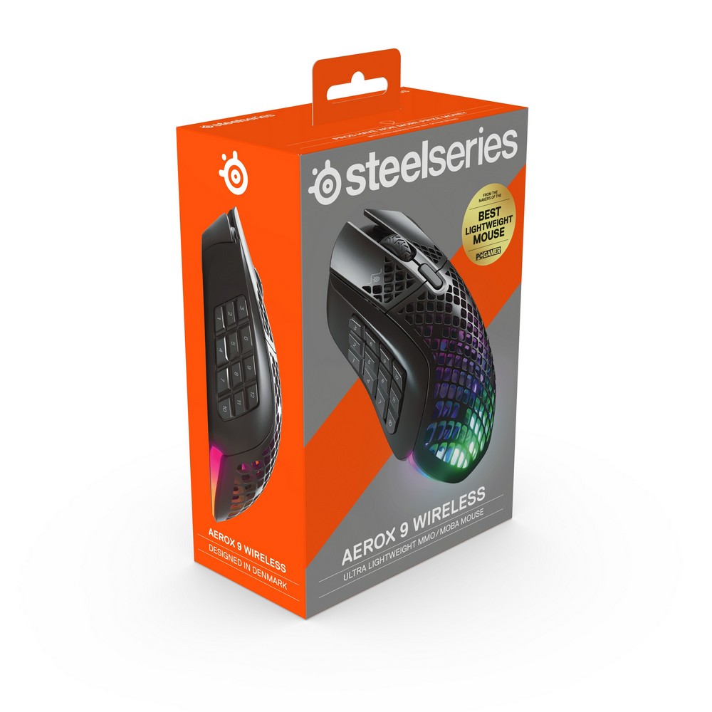 SteelSeries Aerox 9 RGB Optical Wireless Lightweight Gaming Mouse (62618)