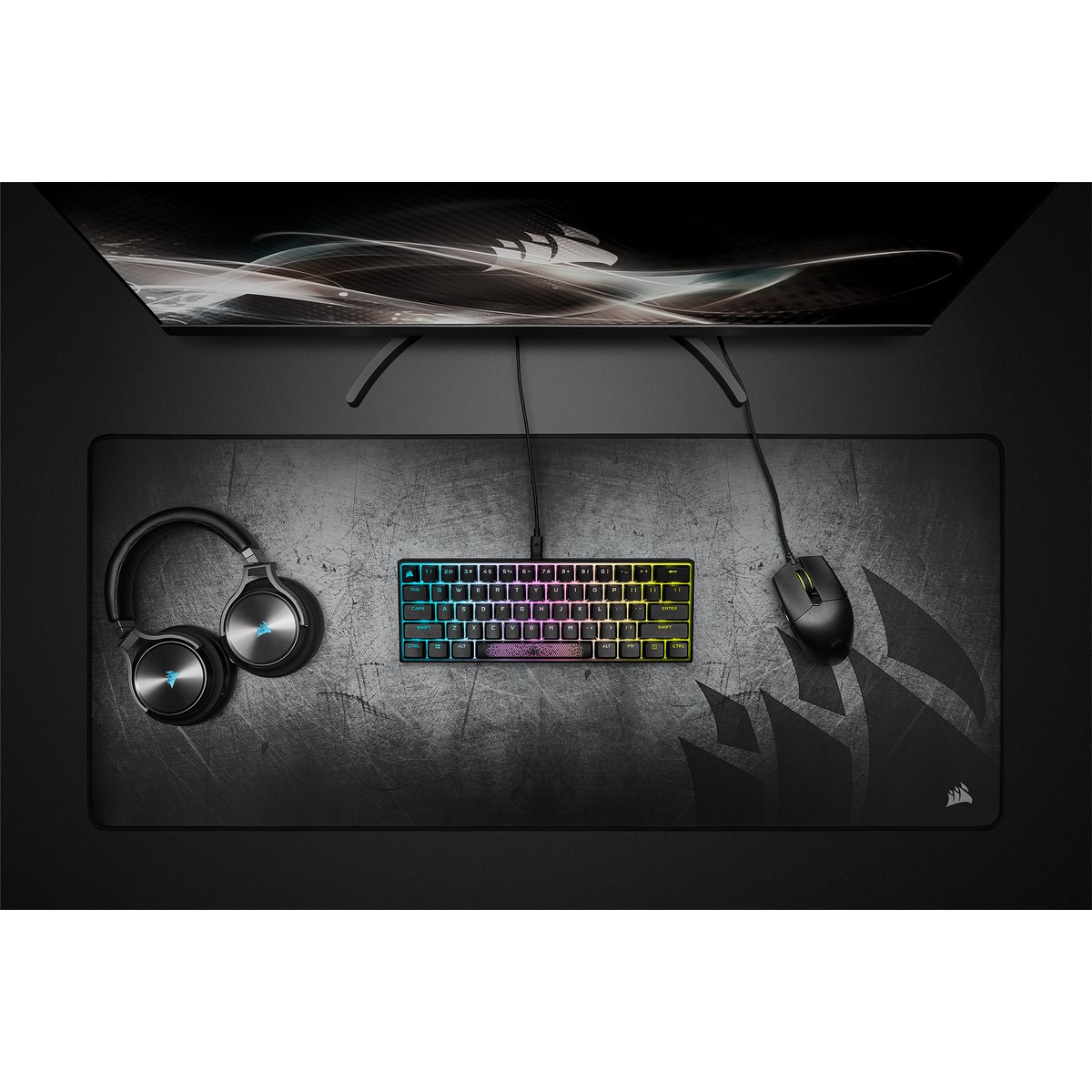 CORSAIR - Corsair K65 RGB MINI 60 USB Mechanical Gaming Keyboard CHERRY MX Red Black 